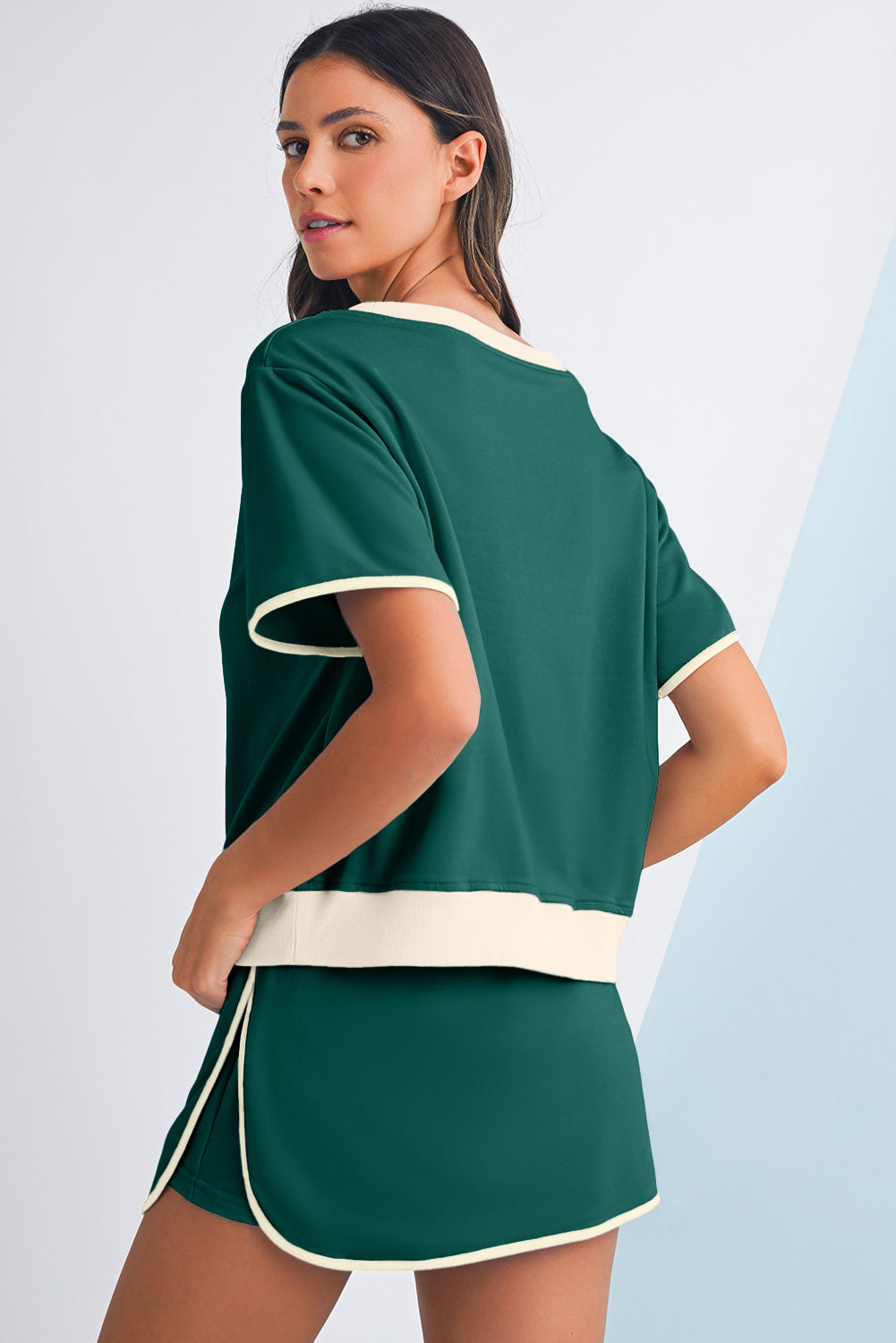 Elsie Drop Shoulder T Shirt and Skort 2Pcs Set