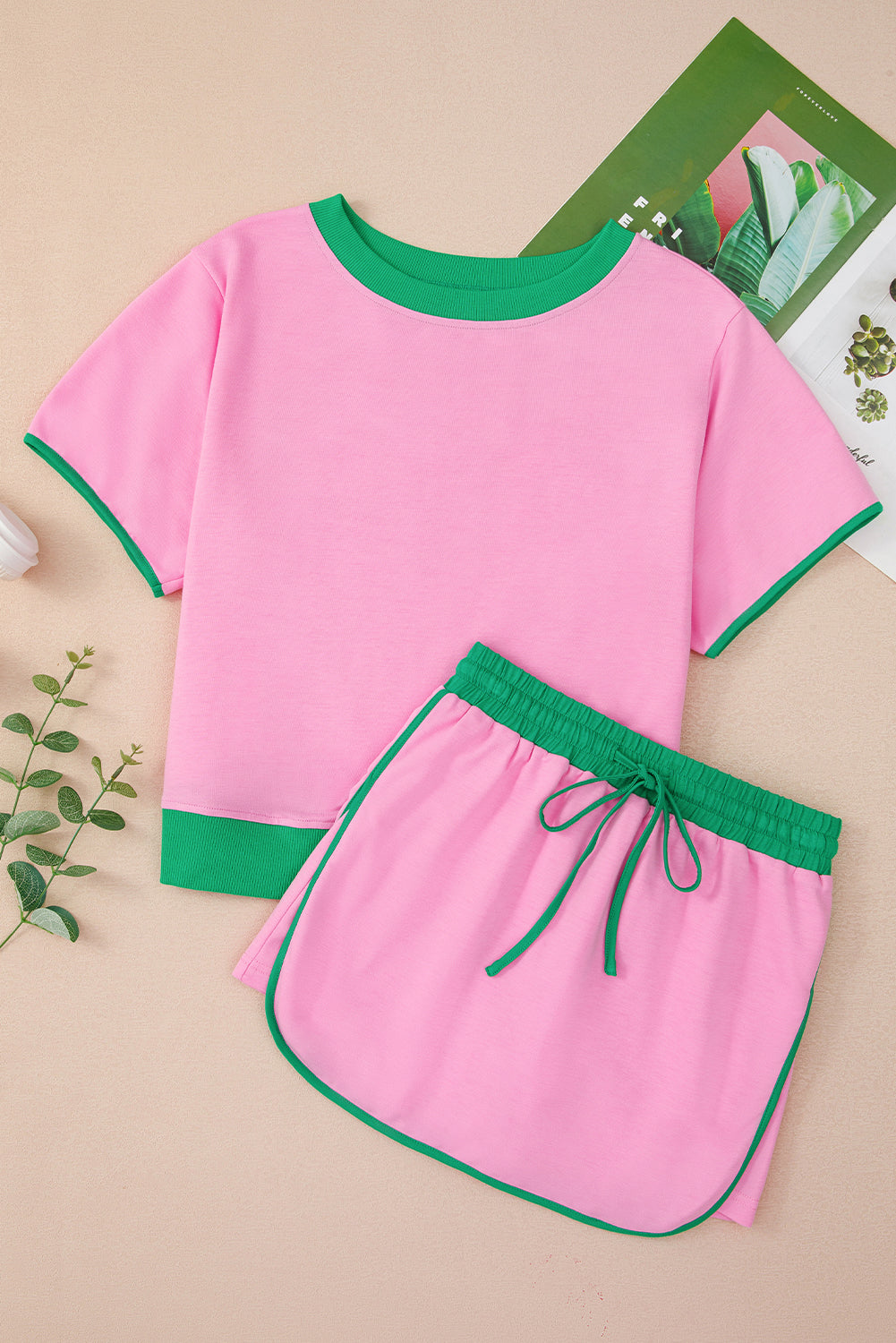 Elsie Drop Shoulder T Shirt and Skort 2Pcs Set