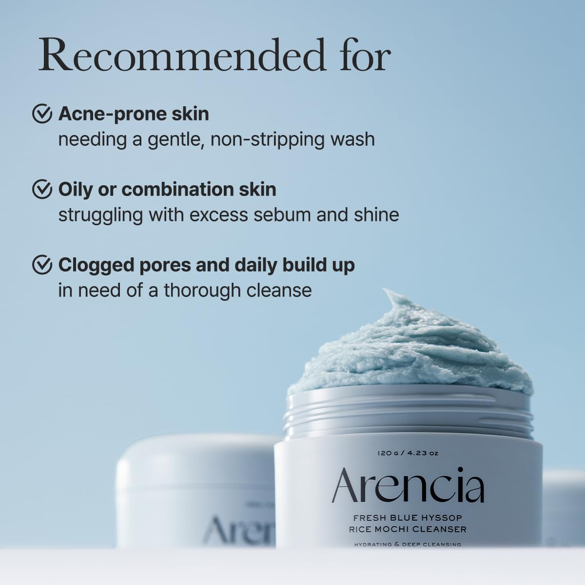 Arencia Fresh Blue Hyssop Rice Mochi Cleanser