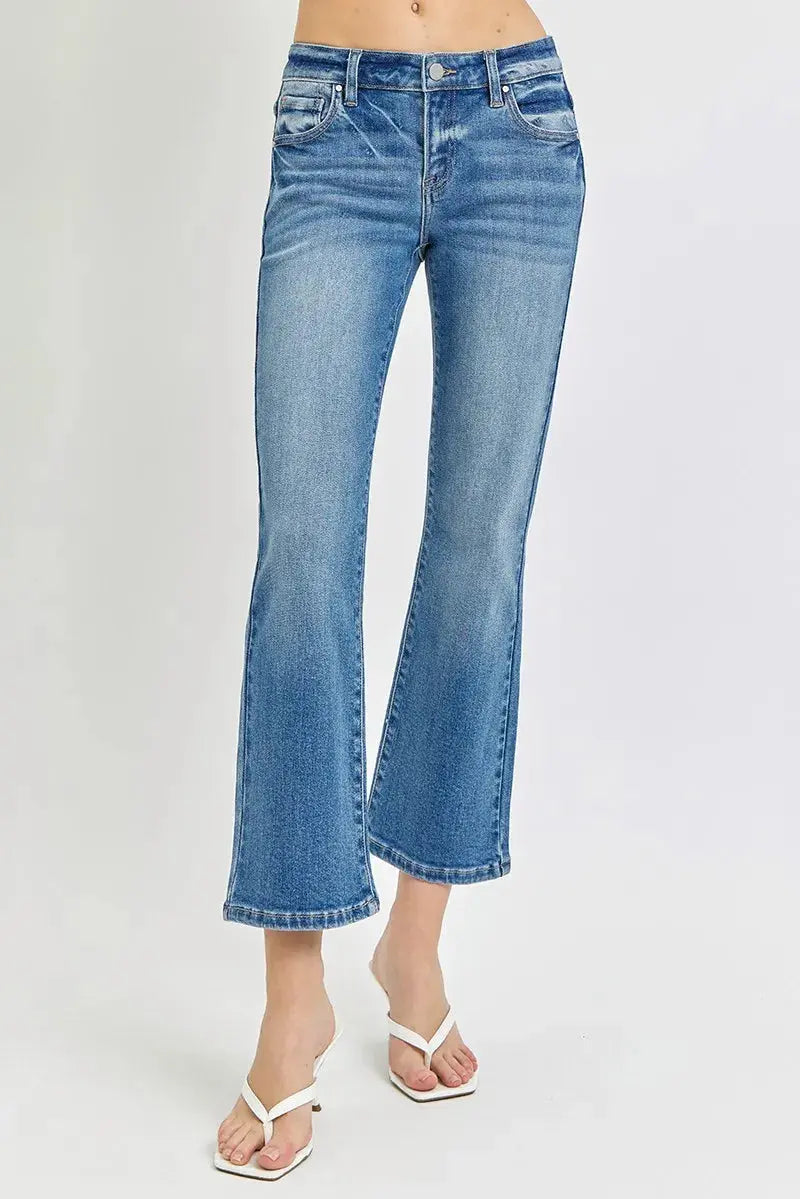 Full/Plus Size Low Rise Crop Flare RISEN Jeans