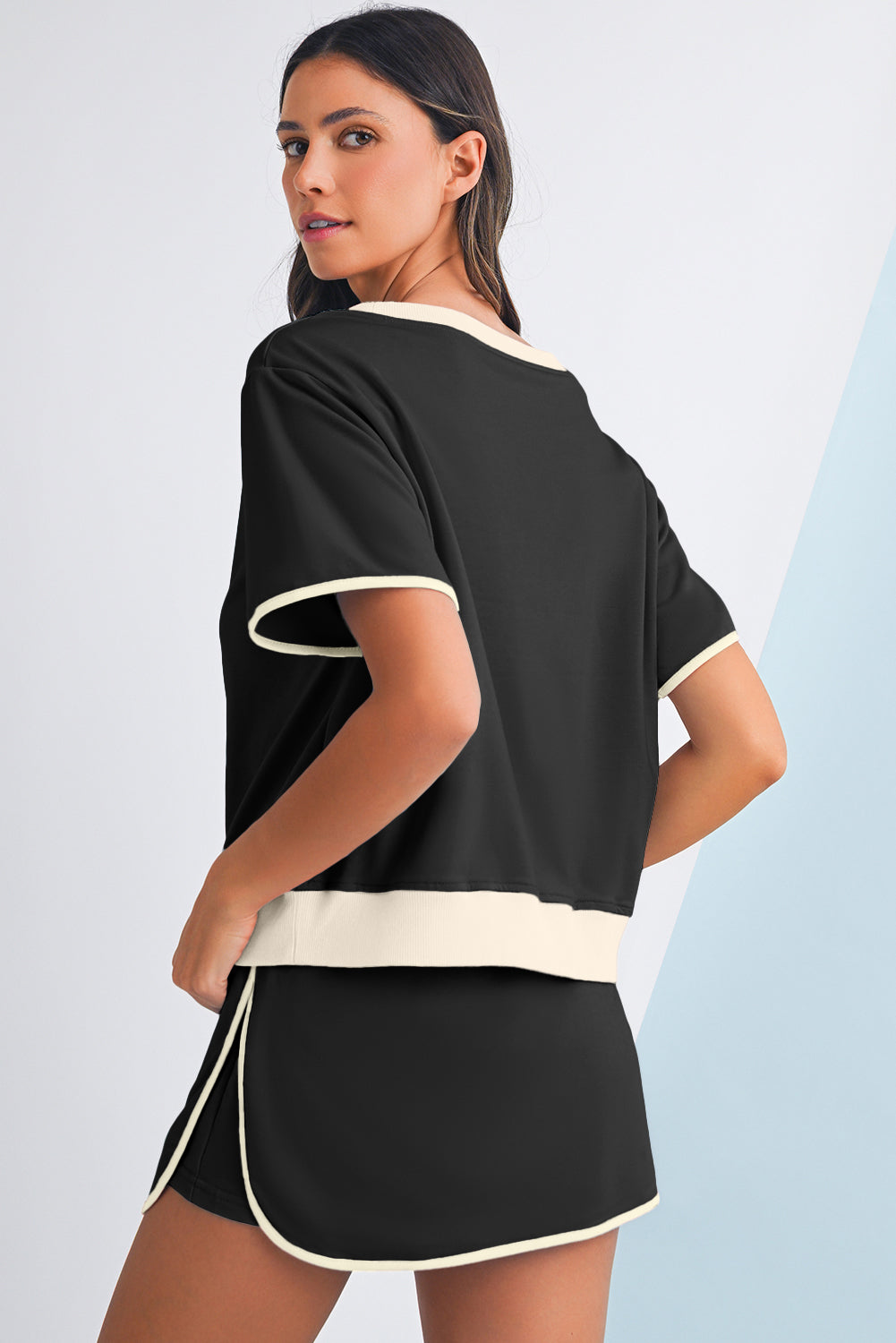 Elsie Drop Shoulder T Shirt and Skort 2Pcs Set