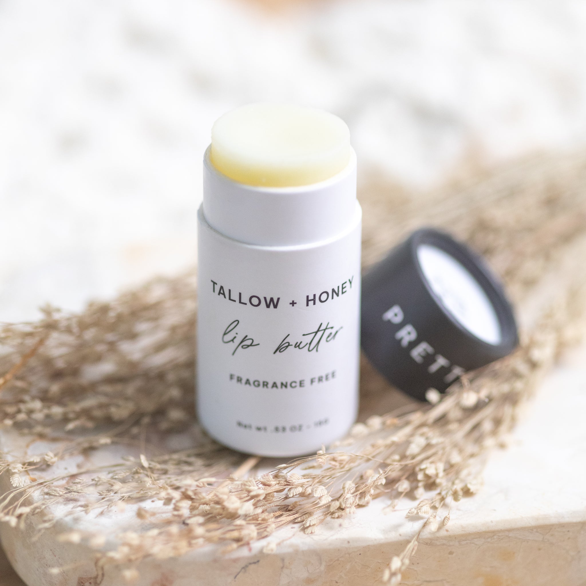 Fragrance Free Tallow + Honey Lip Butter in Eco-Friendly Travel Tubes
