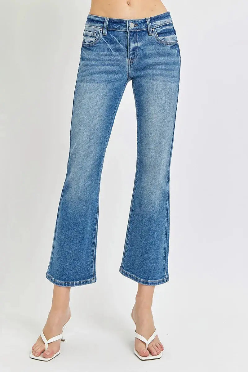 Full/Plus Size Low Rise Crop Flare RISEN Jeans