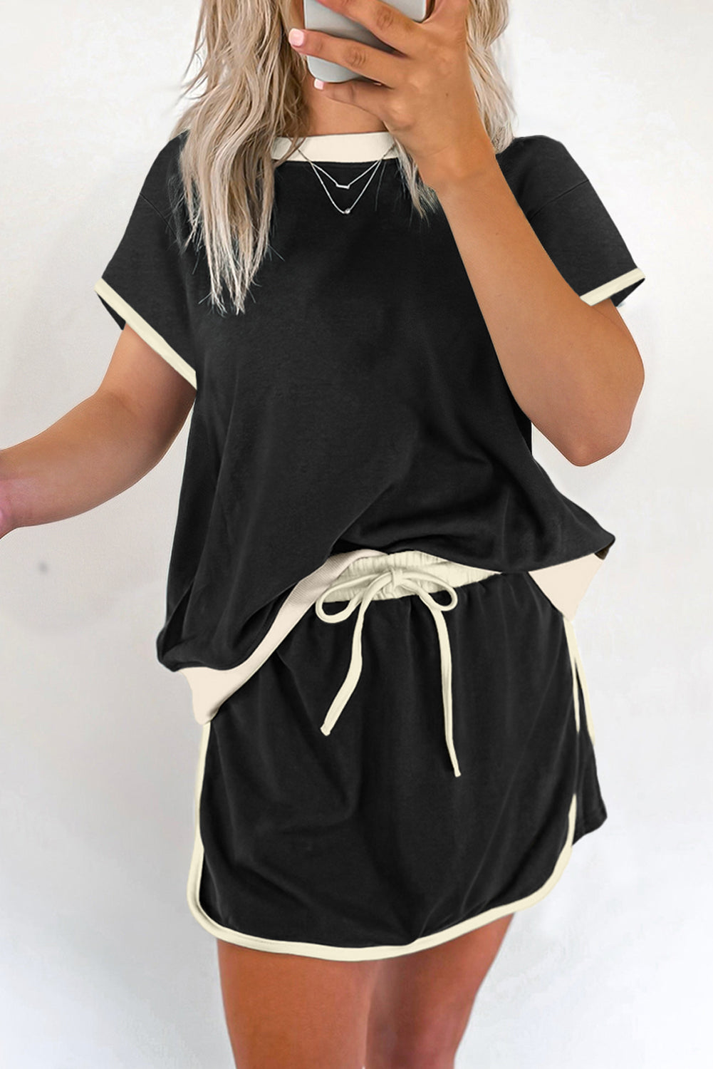 Elsie Drop Shoulder T Shirt and Skort 2Pcs Set